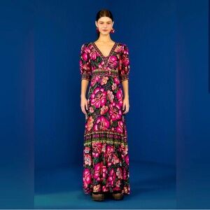 Farm Rio Flowers Garden Maxi Dress | Size Small | NWOT